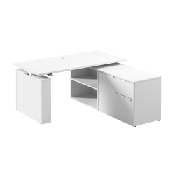 Stratus 60W x 30D Electric Height Adjustable Standing Desk with Storage, White, Standard Delivery