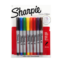 Sharpie Ultra Fine Point Permanent Marker - Ultra Fine Marker Point - Black, Red, Blue, Green, Yellow, Orange, Brown, Purple - 8 / Set