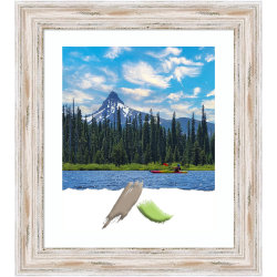 Amanti Art Rectangular Wood Picture Frame, 25" x 29", Matted For 16" x 20", Alexandria White Wash