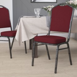 Flash Furniture HERCULES Series Crown Back Stacking Banquet Chair, Burgundy/Silvervein