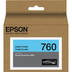 Epson UltraChrome HD T760 Original Ink Cartridge - Inkjet - Light Cyan - 1 Each