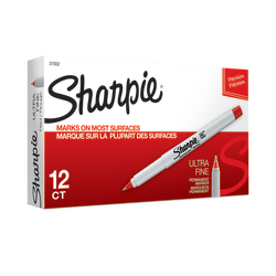 Sharpie® Permanent Ultra-Fine Point Markers, Red, Pack of 12 Markers