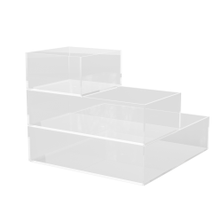 Martha Stewart Brody Plastic Storage Organizer Bins With Lids, 2"H x 7-1/2"W x 6-1/4"D, Clear/White, Set Of 3 Bins