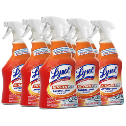 Lysol Kitchen Pro Antibacterial Cleaner - Liquid - 22 fl oz (0.7 quart) - Fresh Citrus Scent - 9 / Carton - Clear