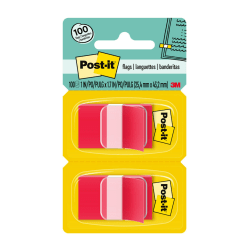 Post-it® Notes Flags, 1" x 1-7/10", Red, 50 Flags Per Pad, Pack Of 2 Pads