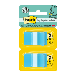 Post it® Flags, 1" x 1 7/10", Blue, 50 Flags Per Pad, Pack Of 2 Pads