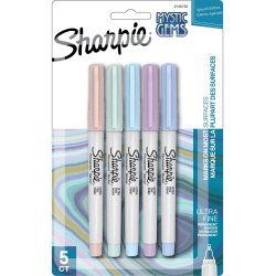 Sharpie® Cosmic Color Permanent Markers, Ultra Fine Point, Gray Barrels, Assorted Ink Colors, Pack Of 5 Markers