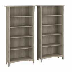 Bush Business Furniture Salinas 63"H 5-Shelf Bookcases, Driftwood Gray, Set Of 2 Bookcases, Standard Delivery