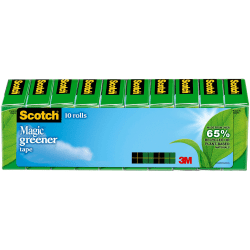 Scotch® Magic™ Greener Invisible Tape, 3/4" x 900", Clear, Pack of 10 rolls