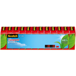 Scotch® Transparent Greener Tape, 3/4" x 900", Clear, Pack of 12 rolls