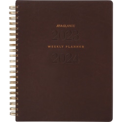 2023-2024 AT-A-GLANCE® Signature Collection Academic 13-Month Weekly/Monthly Planner, 8-1/2" x 11", Brown, July 2023 to July 2024, YP905A09
