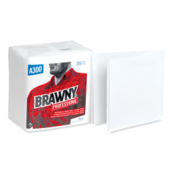 Brawny® Professional Cleaning Towels, 1-Ply, 12 x 13, White, 50/Pack, 18 Packs/Carton