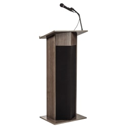 Oklahoma Sound Power Plus Lectern, With Wireless Tie Clip/Lavalier Mic, 46"H x 22"W x 17"D, Ribbonwood