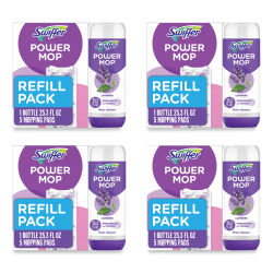 Swiffer® PowerMop Cleaning Solution and Pads Refill Pack, Lavender, 25.3 oz Bottle and 5 Pads per Pack, 4 Packs/Carton