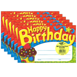 TREND Recognition Awards, 5-1/2" x 8-1/2", Happy Birthday The Bake Shop, 30 Awards Per Pack, Set Of 6 Packs