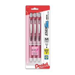 Pentel® EnerGel® RTX Retractable Liquid Gel Pens, Medium Point, 0.7 mm, Assorted Barrel Colors, Black Ink, Pack Of 3 Pens