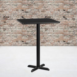 Flash Furniture Laminate Square Table Top With Bar-Height Table Base, 43-1/8"H x 30"W x 30"D, Black