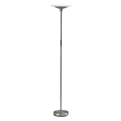 Adesso® Solar LED Floor Lamp, 70-1/2"H, Frosted Shade/Brushed Steel Base