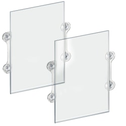 Azar Displays Clear Acrylic Window/Door Sign Holder Frame with Suction Cups, 11"W x 17"H, Clear, Pack Of 2