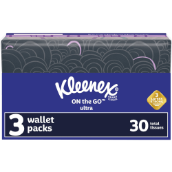 Kleenex® Unscented Slim Wallet Facial Tissues, 10 Tissues Per Pack, Box Of 3 Packs
