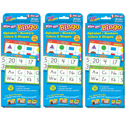 Trend Wipe-Off Bingo Cards, Alphabets, Numbers, Shapes and Colors, Grade Pre-K To 2, Pack Of 3 Cards