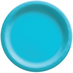 Amscan Round Paper Plates, Caribbean Blue, 10", 50 Plates Per Pack, Case Of 2 Packs