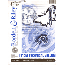 Borden & Riley #110M Technical Vellum, 9" x 12", Bright White, Pad Of 50 Sheets, Pack Of 2