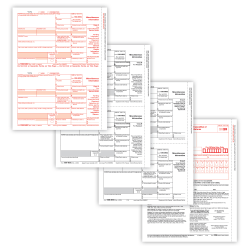 ComplyRight® 1099-MISC Tax Forms Set, 4-Part, 2-Up, Copies A, B, State/File, State/File, 8-1/2" x 11", Pack Of 25 Forms