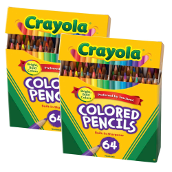 Crayola Short Colored Pencils, 64 Per Pack, Set Of 2 Packs