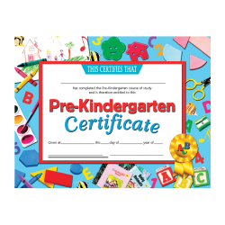 Hayes Publishing Pre-Kindergarten Certificate, 8-1/2" X 11", Pack Of 30