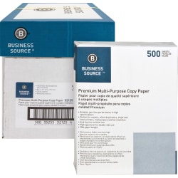 Business Source Premium Multi-Use Printer & Copy Paper, Letter (8.5" x 11"), 2500 Sheets Per Case, 20 Lb, 92 Brightness, Case Of 5 Reams