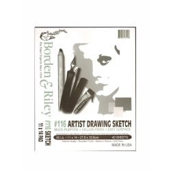 Borden & Riley #116 Artist Drawing/Sketch Vellum Pads, 11" x 14", 40 Sheets Per Pad, Pack Of 2 Pads