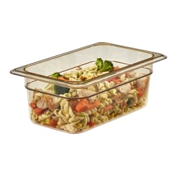 Cambro H-Pan High-Heat GN 1/4 Food Pans, 4"H x 6-3/8"W x 10-7/16"D, Black, Pack Of 6 Pans