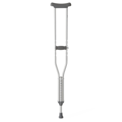 Medline Standard Aluminum Youth Crutches, Fits Users 5'10" - 6'6", Silver, Pack Of 8