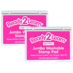 Ready 2 Learn Jumbo Washable Stamp Pads, 4-15/16" x 6-3/4", Hot Pink, Pack Of 2 Pads
