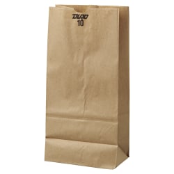 General Paper Grocery Bags, #10, 13 3/8"H x 6 5/16"W 4 3/16"D, Kraft, Pack Of 500 Bags