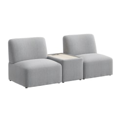 Bush Business Furniture Assemble Modular 2 Seater Sectional with Charging Station, Fog Fabric, Standard Delivery
