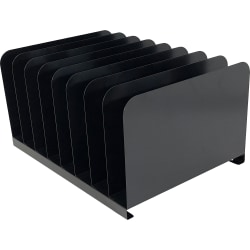 Huron Vertical Desk Organizer, 8 Compartment(s), Vertical, 7.75"H x 11"W x 15"D, Durable, Black, Steel