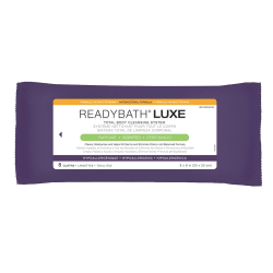 Medline ReadyBath LUXE Total Body Cleansing Heavyweight Washcloths, Antibacterial, Scented, 8" x 8", White, 8 Washcloths Per Pack, Case Of 24 Packs