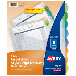 Avery® Style Edge Insertable Dividers With Pockets, Multicolor, Pack Of 8