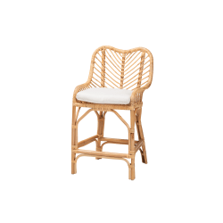 bali & pari Arween Rattan Counter Stool With Back, White/Natural Brown