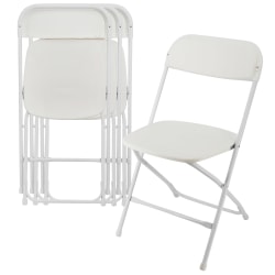 Elama Plastc Folding Chairs, White, Set Of 4 Chairs