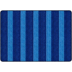 Flagship Carpets Basketweave Stripes Classroom Rug, 6' x 8 3/8', Blue