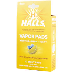 Crane Halls® Vapor Pads, Mentho-Lemon Scent, 4-5/16"H x 3"W x 1-1/4"D, Pack Of 12 Pads