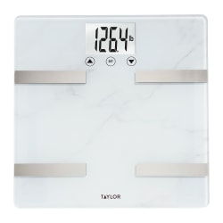 Taylor Precision Products BIA Glass Bathroom Scale, 440 Lb Capacity, Marble