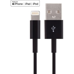 4XEM 10FT 3M Black Lightning cable for Apple iPhone/iPad/iPod - MFi Certified - 10FT Black MFi Certified Lightning to USB data sync cable forApple iPad, iPhone, iPod 1 x Lightning Male Proprietary