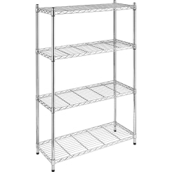 Whitmor 4-Tier Supreme Shelving, 4 Tier(s), 54"H x 36"W x 14"D, Floor, Durable, Sturdy, Adjustable, Chrome, Steel, 1