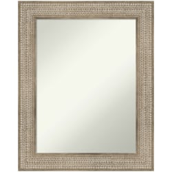 Amanti Art Non-Beveled Rectangle Wood Framed Bathroom Wall Mirror, 30" x 24", Trellis Silver