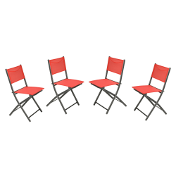 Flash Furniture Brazos Series Outdoor 4pcs Folding Chair with Flex Comfort Material and Metal Frame, Red
