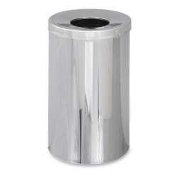 Safco® Reflections Open-Top Receptacle, 35"H x 18 1/2"W x 7 1/2"D, 35-Gallon, Chrome